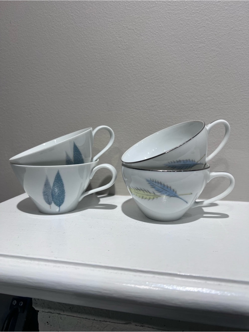 Vintage MCM Teacups Set of 4 Noritake & Halsey Mix Match Japan